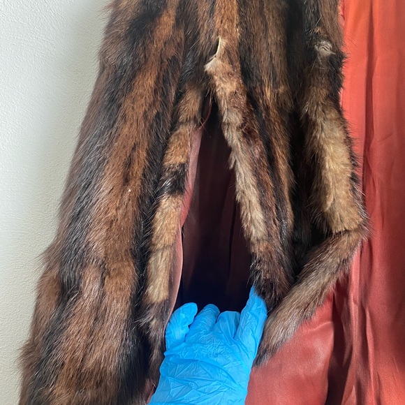 Vintage Mink Cape Shawl Fur Morton’s 40s 50s 60s Luxury Brown Silky Lining - Picture 3 of 7